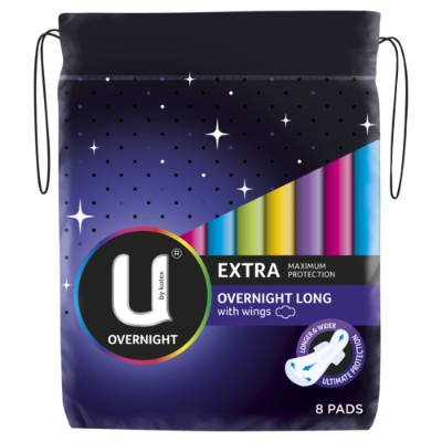 U by Kotex Ultrathins Maximum Protection Overnight Long Pads With Wings 8ea