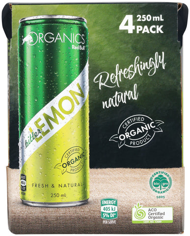 Organics By Red Bull Soft Drink Bitter Lemon Lime 250ml cans 4pk