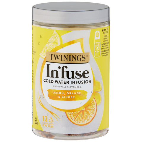 Twinings Cold Water Infusion Fruit Tea Lemon Orange & Ginger jar 12pk