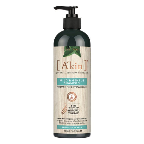 akin mild & gentle fragrance free shampoo 500ml