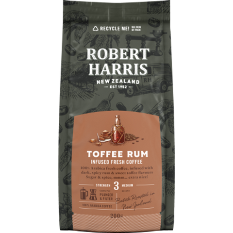 Robert Harris Toffee Rum Strength 3 Medium Infused Fresh Coffee 200g