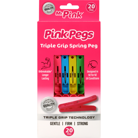 Pink Peg Co Clothes Pegs Triple Grip 20pk