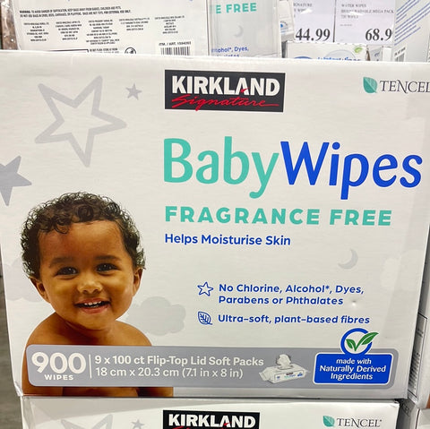Kirkland Signature Tencel Baby Wipes 9 x100 sheets