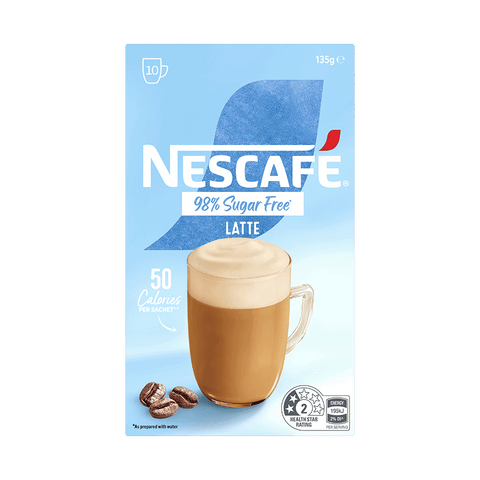 nescafe 98% sugar free coffee mix latte 10 sachets