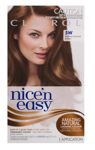 clairol nice n easy hair colour medium caramel brown 5w 1pk