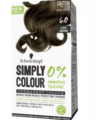 schwarzkopf simply color permanent hair colour light brown 6.0 1pk