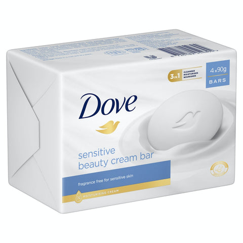 NEW dove beauty bar sensitive skin unscented 4 x 90g pack
