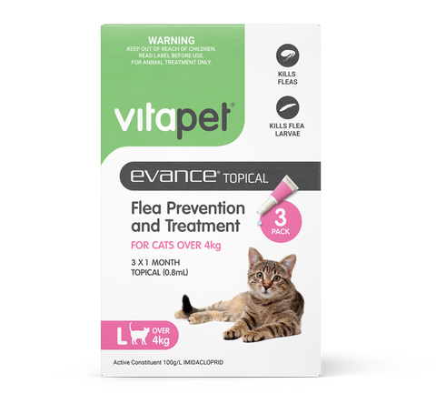 vitapet evance flea treatment prevention cat over 4kg 3pk