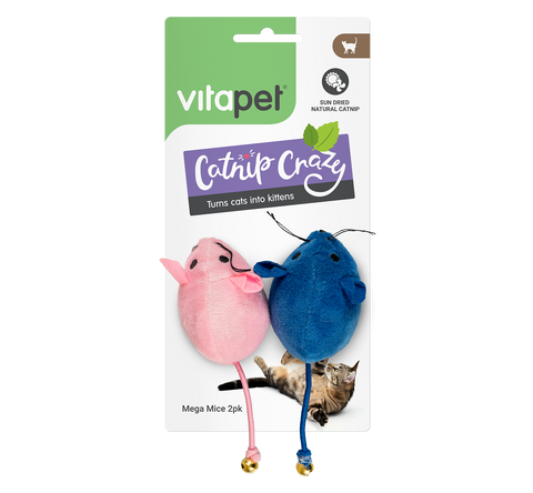 vitapet cat toys crazy mice  catnip 2pk