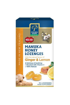 ManukaHealth MGO400+ Honey lozenges Ginger&lemon 15s