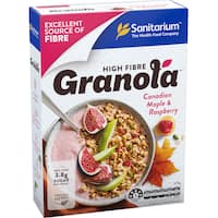 sanitarium hi fibre granola canadian maple & raspberry 370g