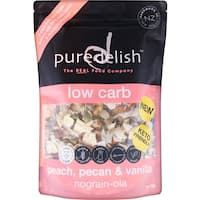 pure delish no grain-ola cereal peach, pecan & vanilla 375g