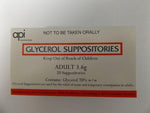 API Glycerol Suppositories 3.6g 20 (Exp Apr 2024)