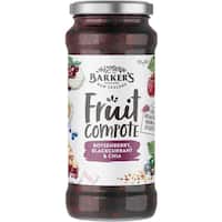 barkers fruit compote blackcurrant & chia 355g