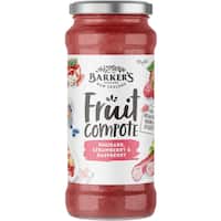 barkers fruit compote rhubarb strawberry raspberry 355g