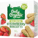 only organic 10 months + baby snacks strawberry biscotti 100g