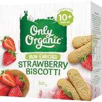 only organic 10 months + baby snacks strawberry biscotti 100g