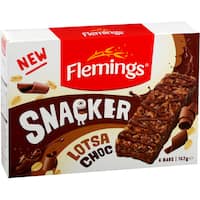 flemings snacker muesli bars lotsa choc 162g 6pk
