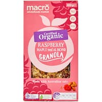 macro organic granola raspberry maple & almond 400g