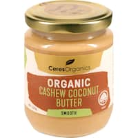 ceres organics cashew coconut butter smooth 220g
