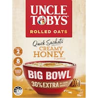 uncle tobys big bowl quick oats honey 8pk