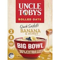 uncle tobys big bowl quick oats banana & honey 8pk