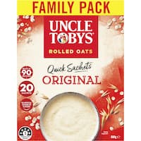uncle tobys rolled oats quick sachets original 680g 20pk