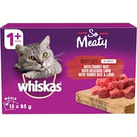 whiskas so meaty wet cat food meaty cuts in gravy 15pk