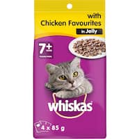 whiskas senior wet cat food chicken favourites in jelly 4pk