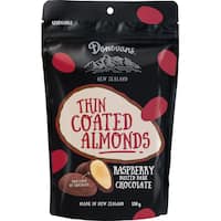 donovans chocolate coated almonds raspberry 150g