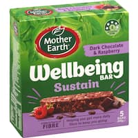 mother earth wellbeing sustain muesli bars dark chocoalte raspberry 5pk