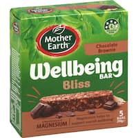 mother earth wellbeing muesli bars bliss chocolate brownie 200g 5pk