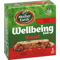 mother earth wellbeing boost muesli bars mixed berry 200g 5pk