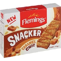 flemings snacker muesli bars caramel choc 162g 6pk