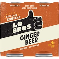lo bros organic kombucha ginger beer 4pk