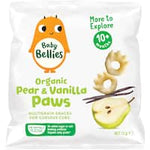 baby bellies organic baby snacks pear & vanilla paws 10+ months 12g