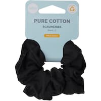 over & over natural cotton hair ties scrunchies black 2pk