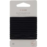 dash hair ties elastic large flat black 12pk