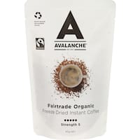 avalanche fair trade organic instant coffee italian style freeze dried 90g