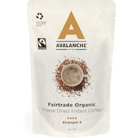 avalanche fair trade organic instant coffee strength 4 freeze dried 90g