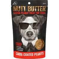 mutt butter dog treats carob coated peanuts 150g