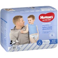 huggies ultra dry nappies boys size 6 (16kg+) 30pk