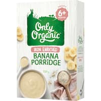 only organic baby cereal banana porridge 120g