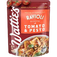 watties canned ravioli ricotta, tomato & pesto 350g