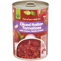 countdown tomatoes diced basil garlic & onion 400g
