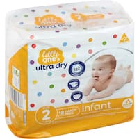 little ones ultra dry nappies infant boys & girls 4-8kg size 2 18pk