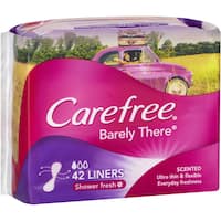 carefree barely there panty liners shower fresh scent breathable 42pk