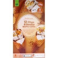 countdown cones vanilla choc duo waffle 170g 12pk