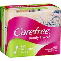 carefree barely there panty liners aloe breathable 42pk