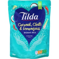 tilda steamed rice basmati cocnut chilli lmngrass 250g